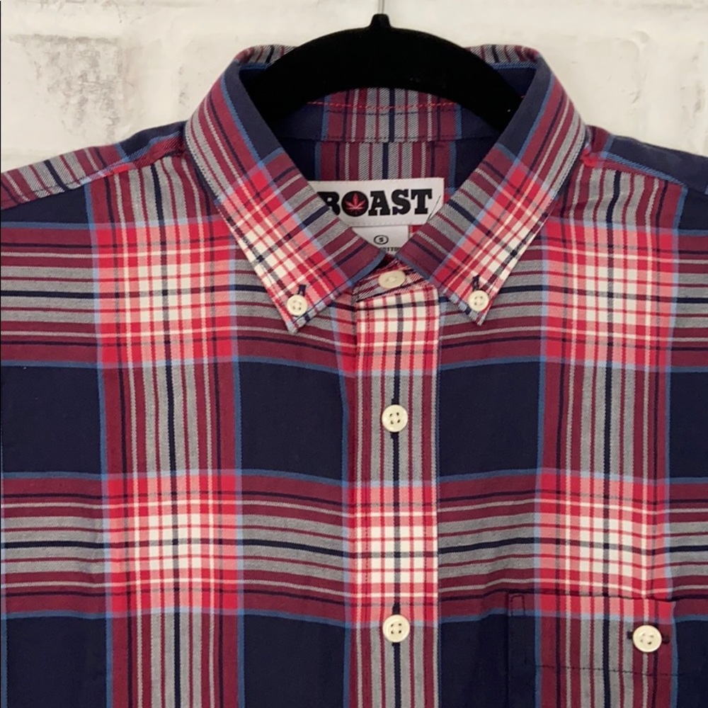 BOAST Mens Red and Blue Plaid Long Sleeve Button Down Shirt Size Small - Picture 4 of 8